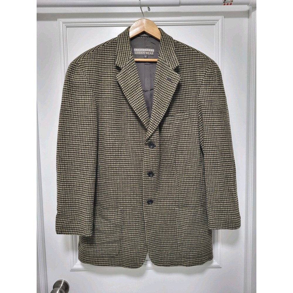 Vtg Structure Urban Wear Houndstooth Wool Cashmere Blend Heritage Sportcoat M